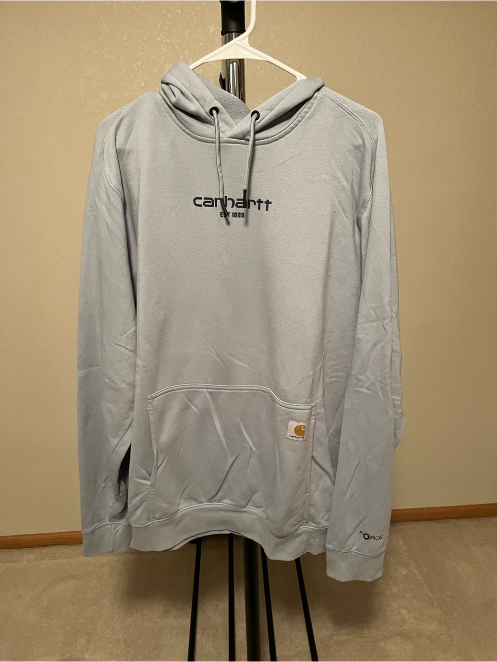 Carhartt Light Gray Pullover Hoodie with Logo